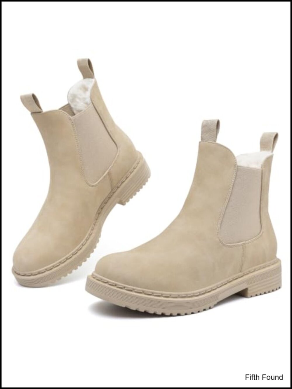 Faux Leather Faux Fur Lined Winter Chelsea Ankle Boots Slip-On